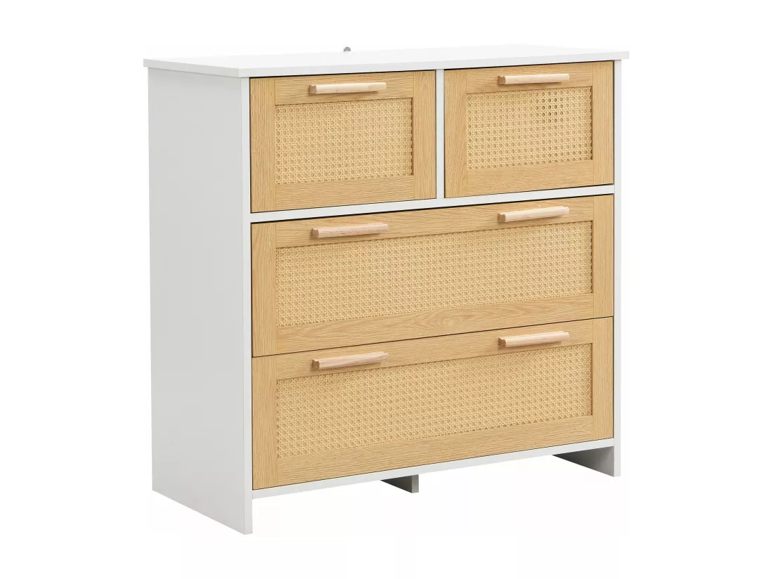 Meuble en rotin de haute qualité à 4 tiroirs, meuble de rangement, dimensions : L80/H80/D38cm