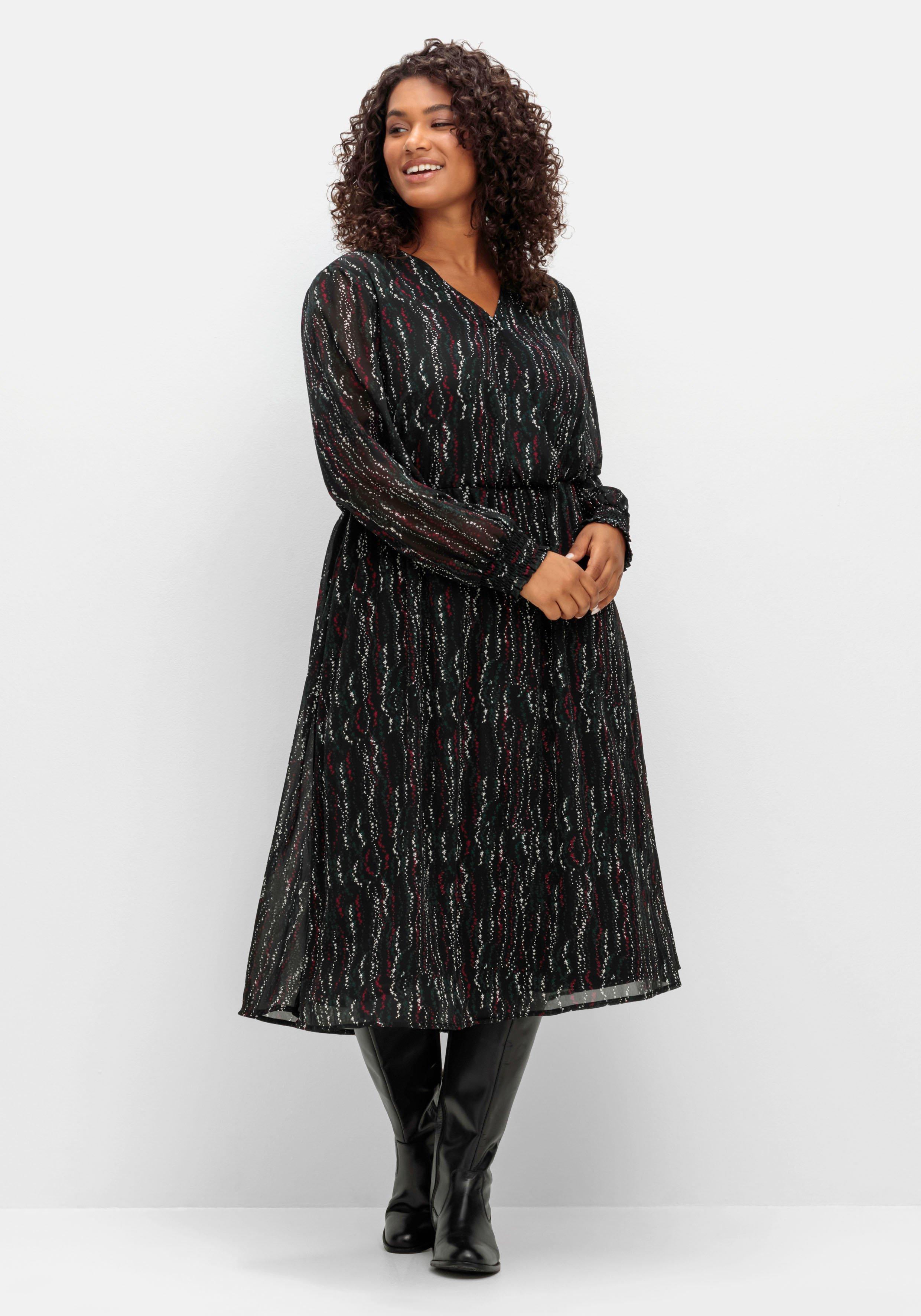 Chiffonkleid mit Alloverprint, in Wickeloptik
