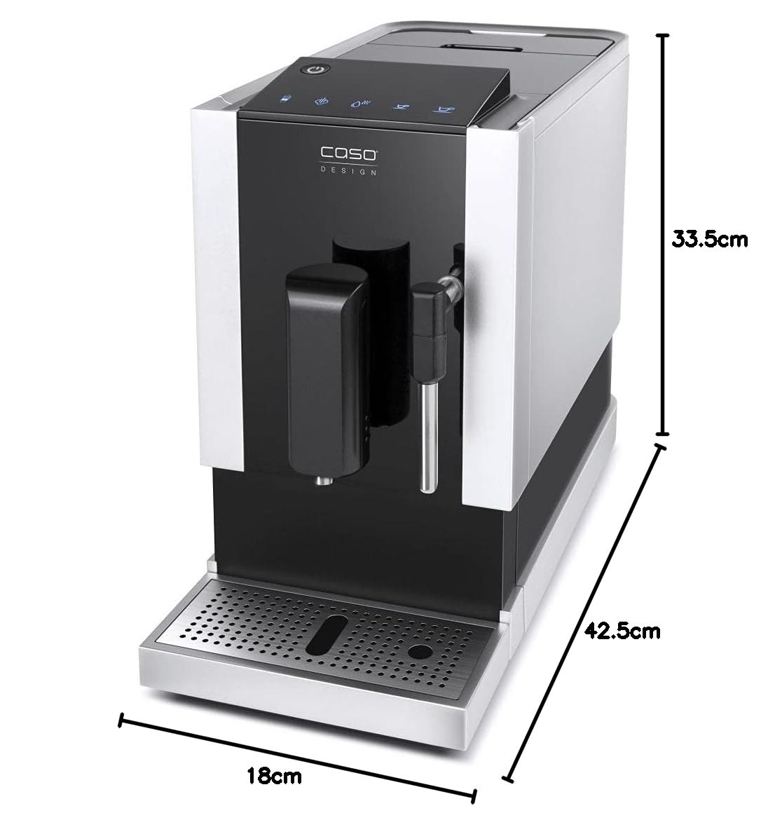 CASO Café Crema One - Machine à café automatique design, système de chauffage innovant, broyeur conique extra-silencieux en acier inoxydable, pour esp