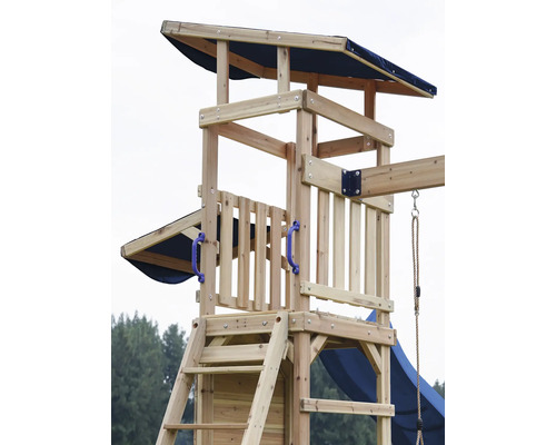 Speelhuis/Toren axi 336 x 345 cm Hout, Kunststof bruin bestaande uit basistoren, schommel, glijbaan