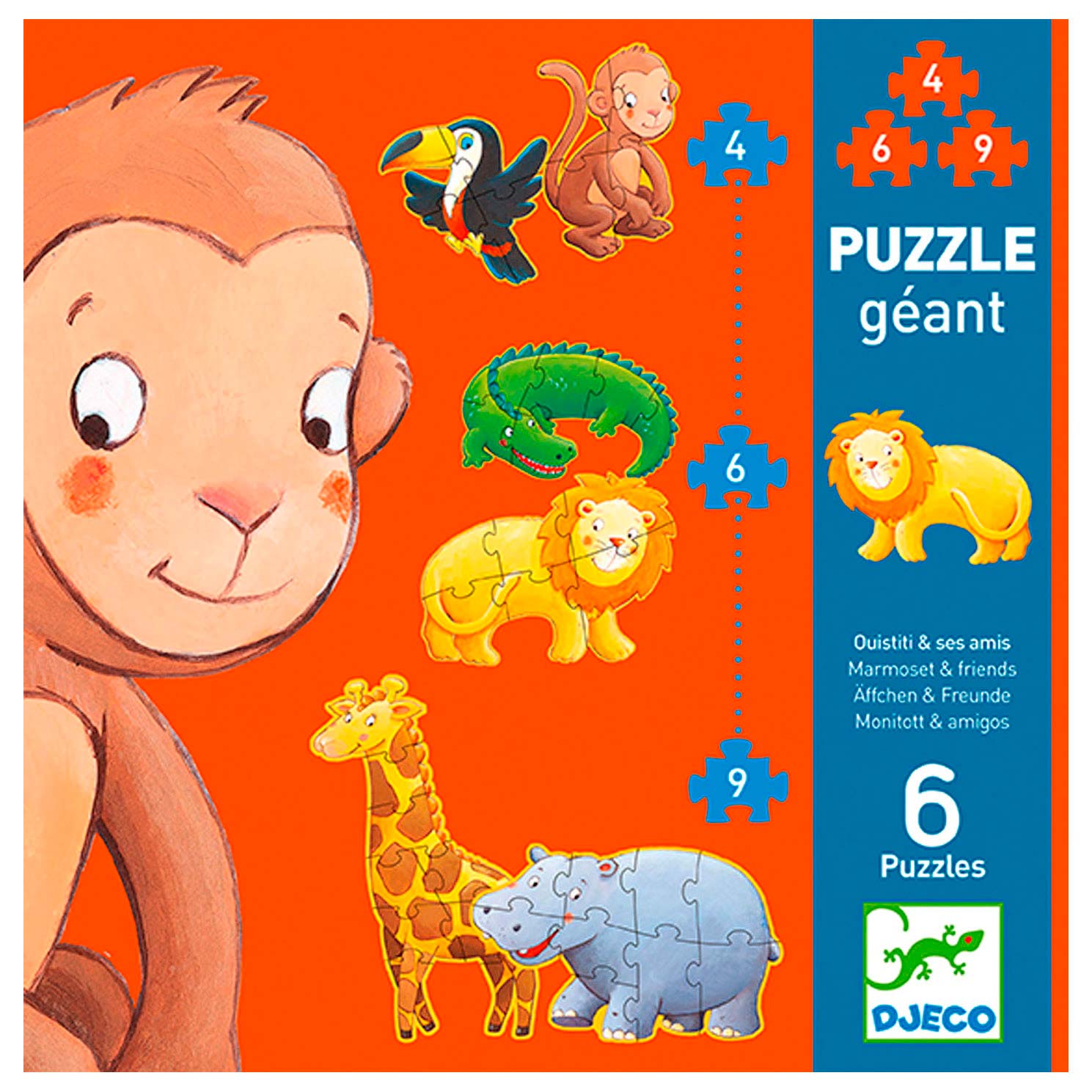 Djeco Safaridieren 6in1 Legpuzzel XL