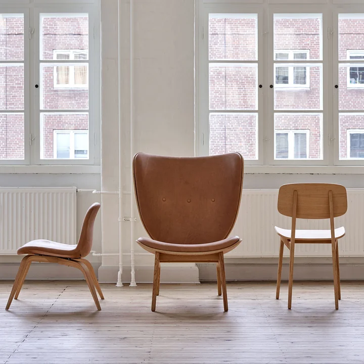 Norr11 - Elephant Lounge Sessel, Eiche geräuchert / Schaffell off-white