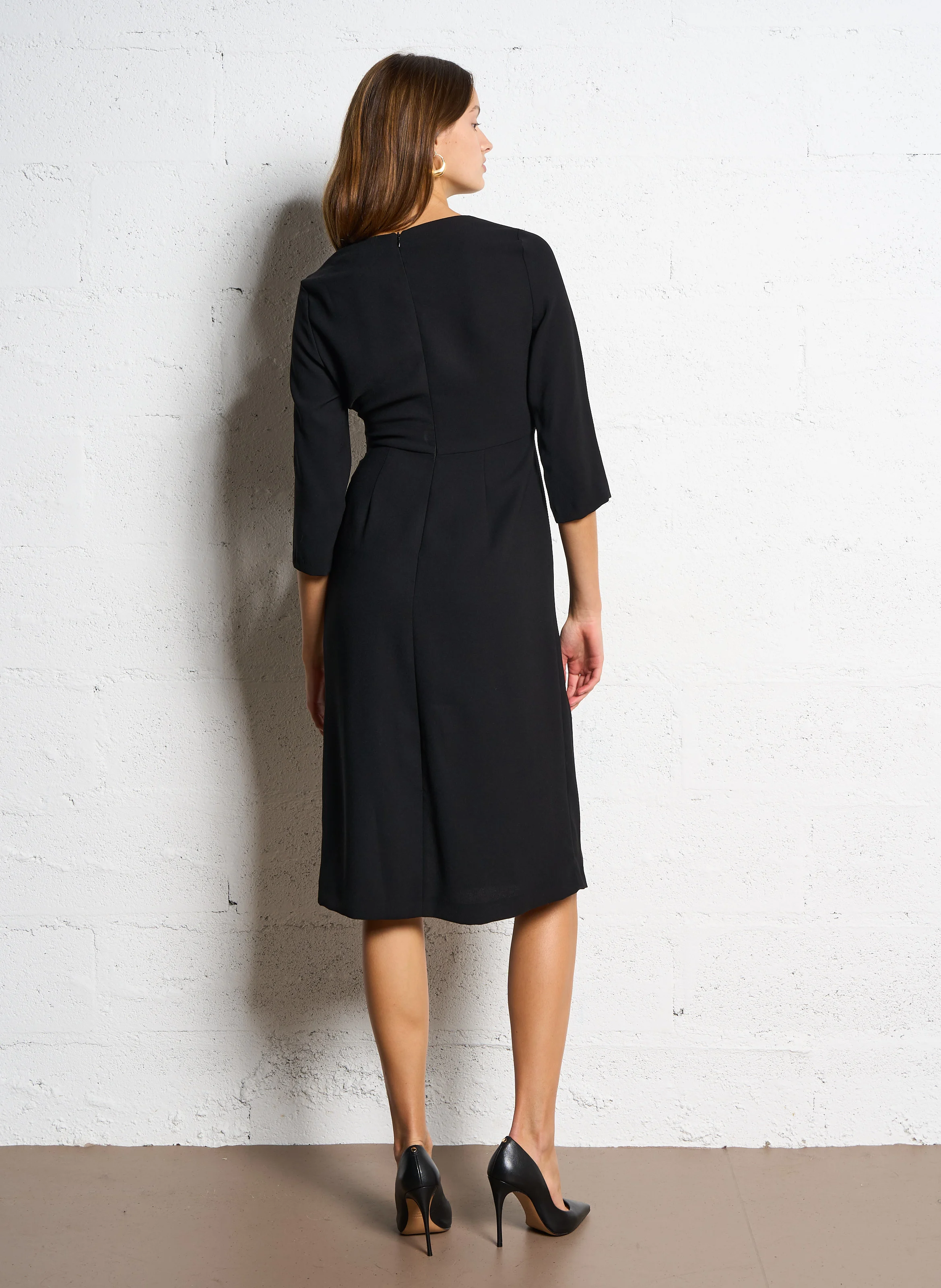 ROBINE - Robe midi plissé | Noir