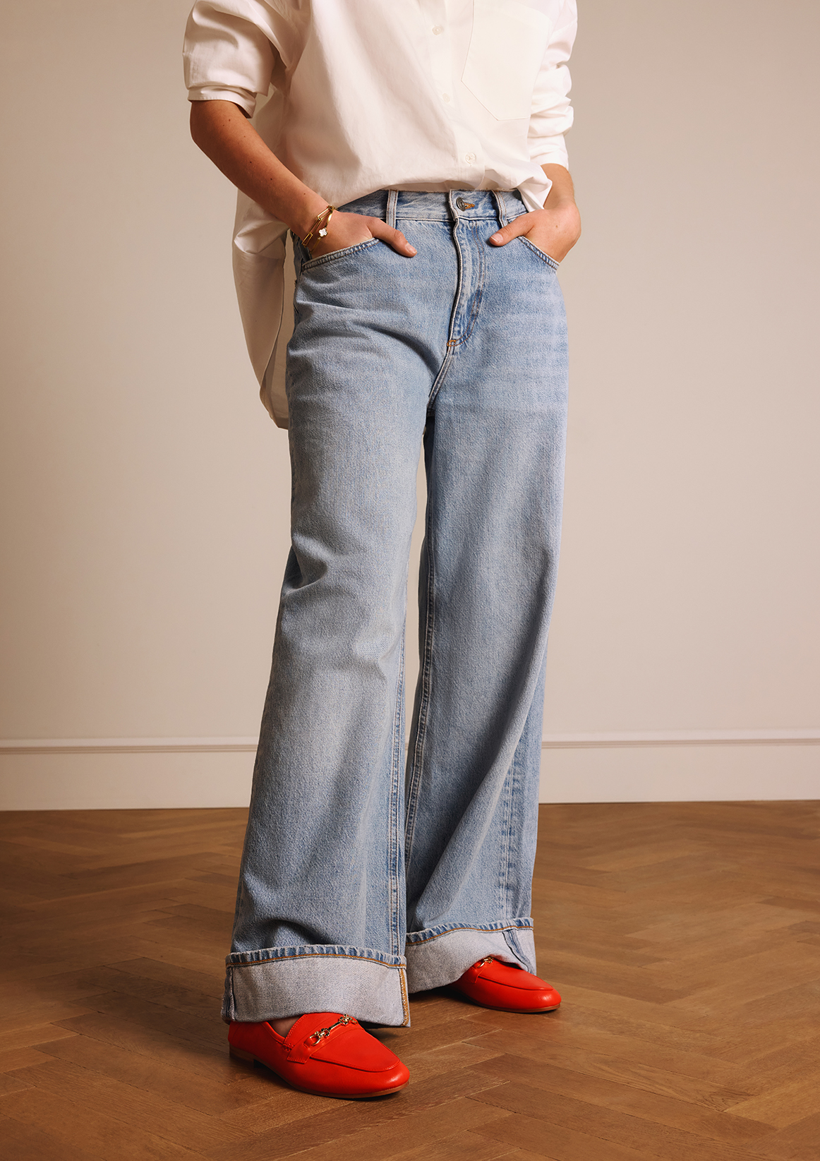 Rode leren loafers