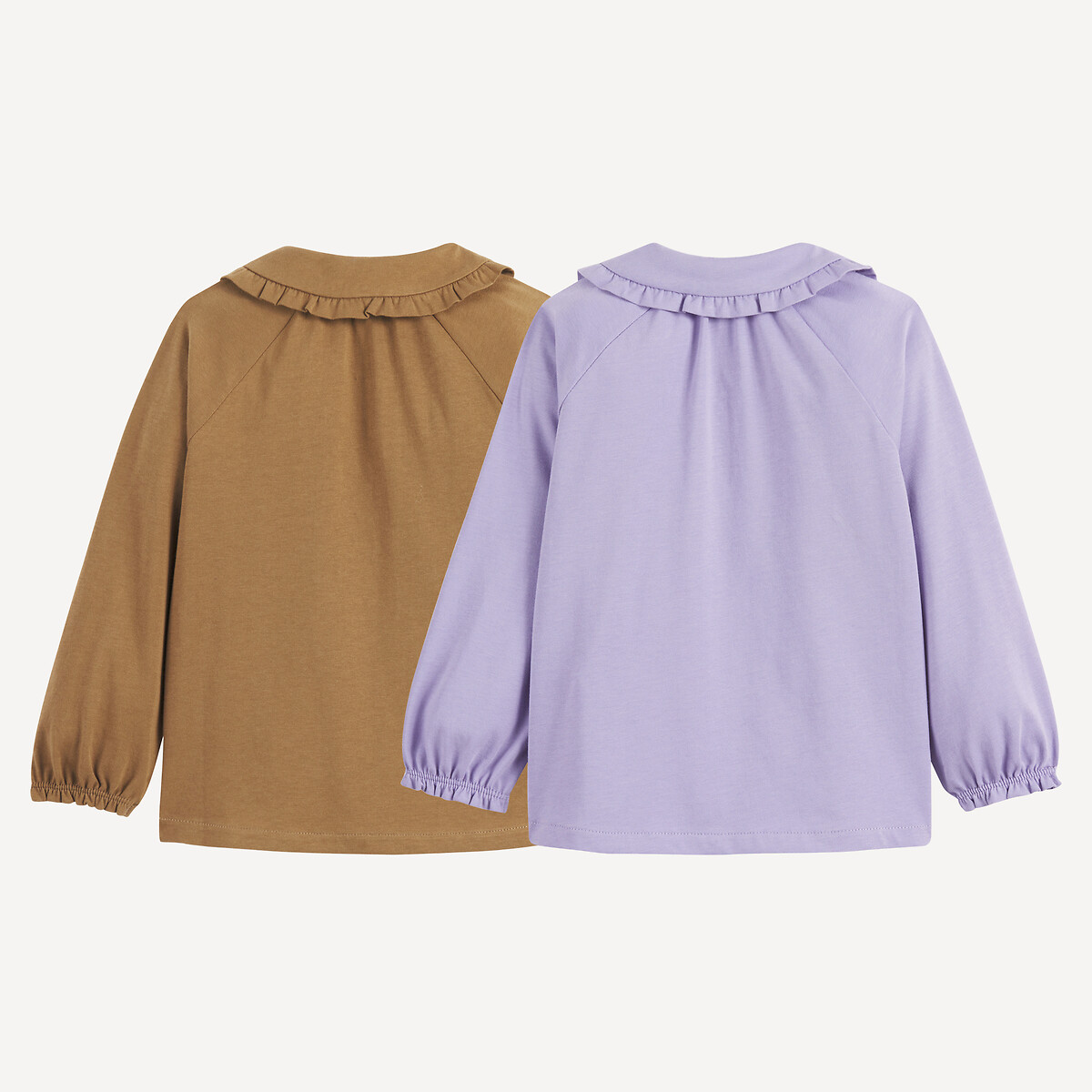 COLEÇÃO LA REDOUTE<br>Conjunto de 2 camisetas de manga comprida, gola Claudine