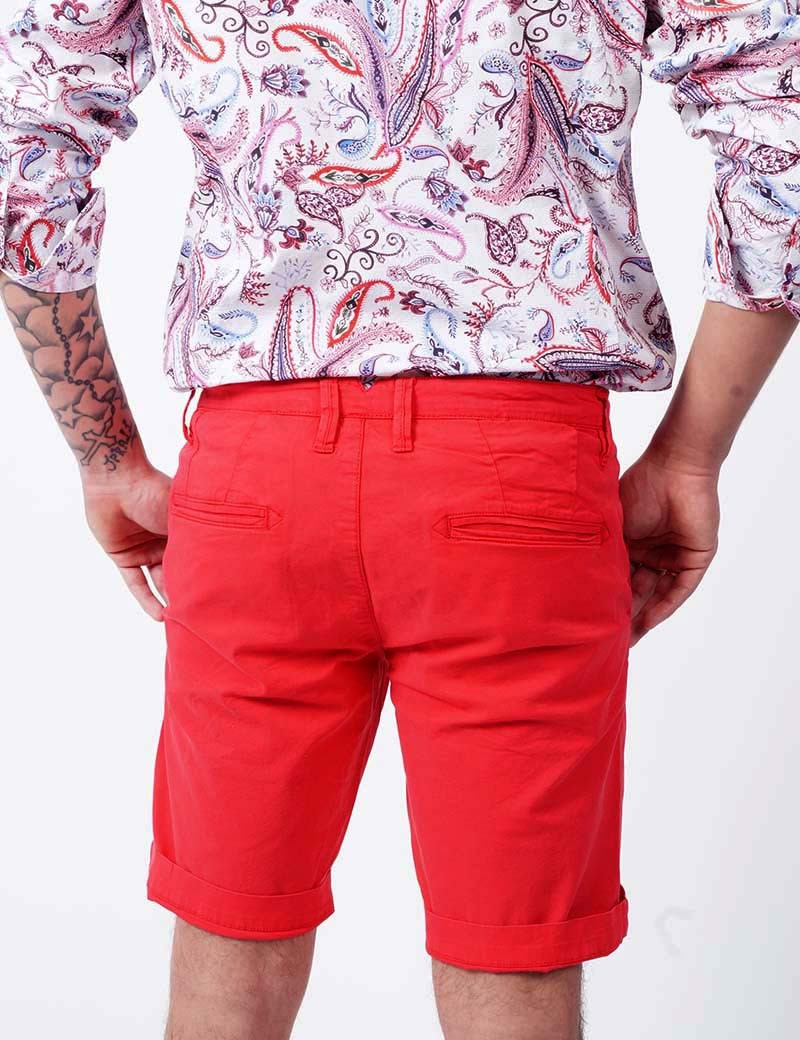 RECYCLED ART WORLD SHORT CHINO STRETCH TRUE ROUGE