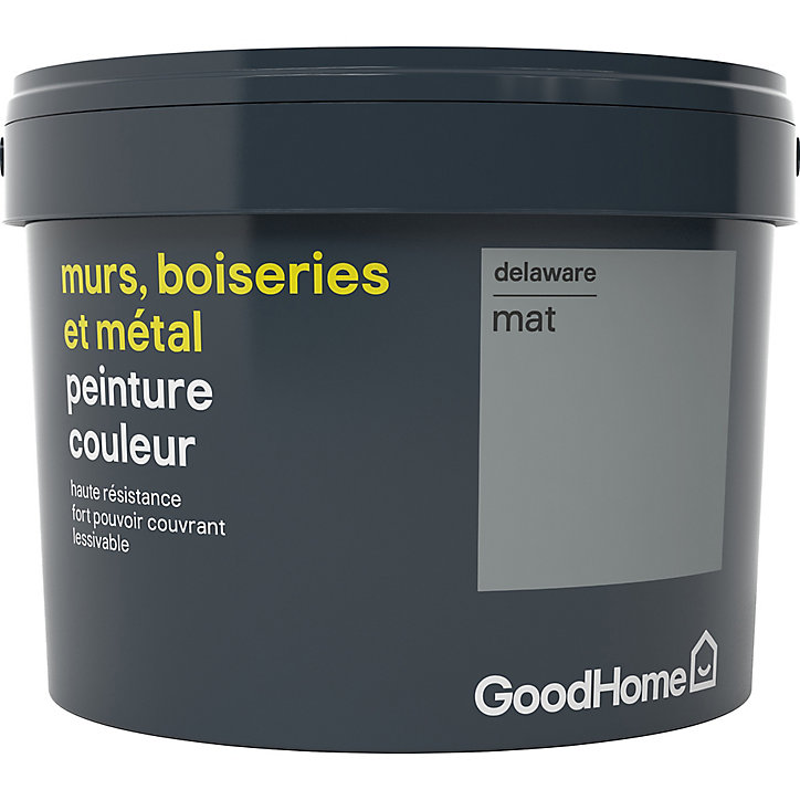 Peinture résistante murs, boiseries et métal GoodHome gris Delaware mat 2,5L
