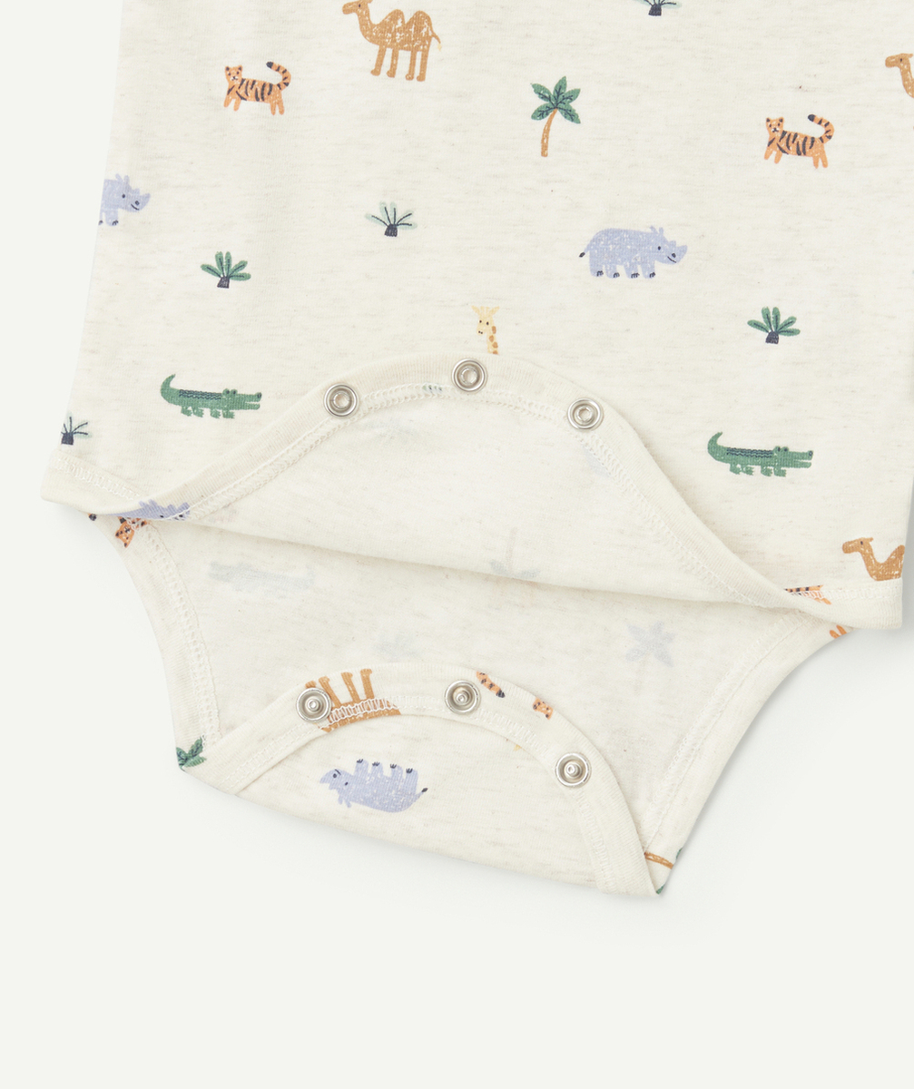 lot de 3 bodies manches courtes bébé en coton bio thème rhinocéros