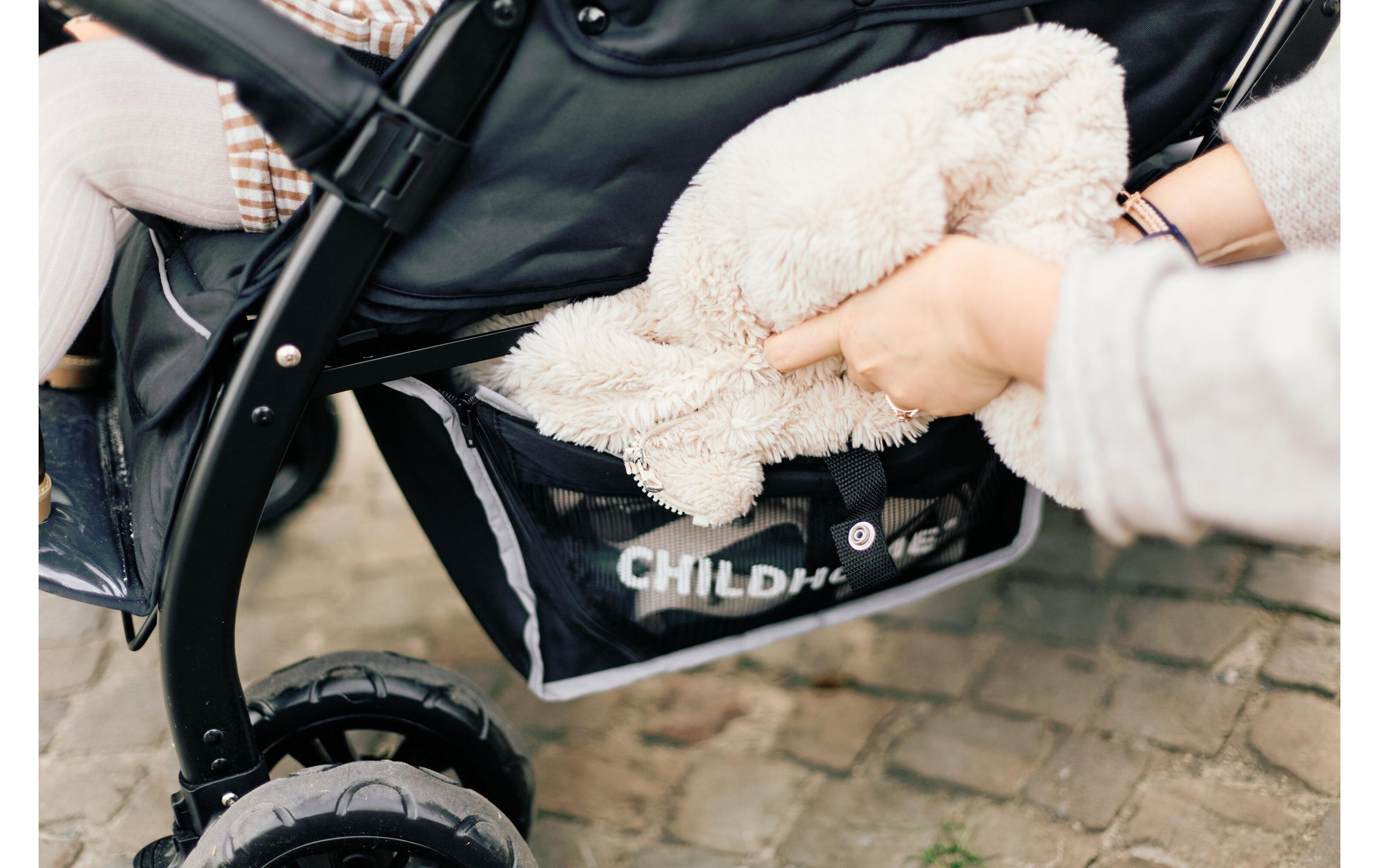 Mehrlingswagen Quadruple, Schwarz<br>Geschwisterkinderwagen mit Regenschutz und Sonnenschutz