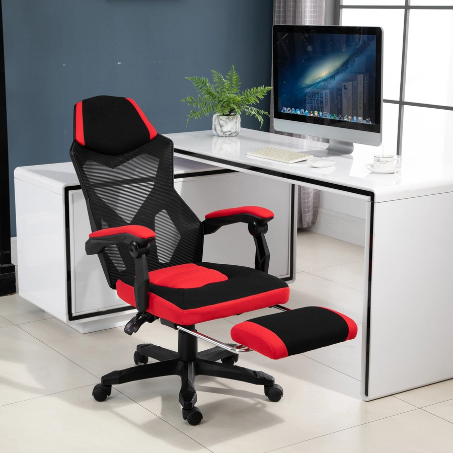 Vinsetto Gamingstuhl mit Fußstütze schwarz, rot