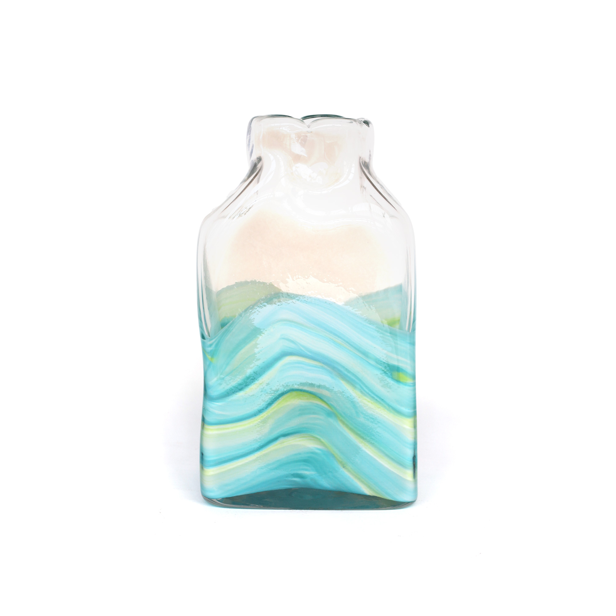 Glasvase 'Swirl', blau/grün, B 15,5 cm, H 36 cm, T 10,5 cm von fischer's lagerhaus