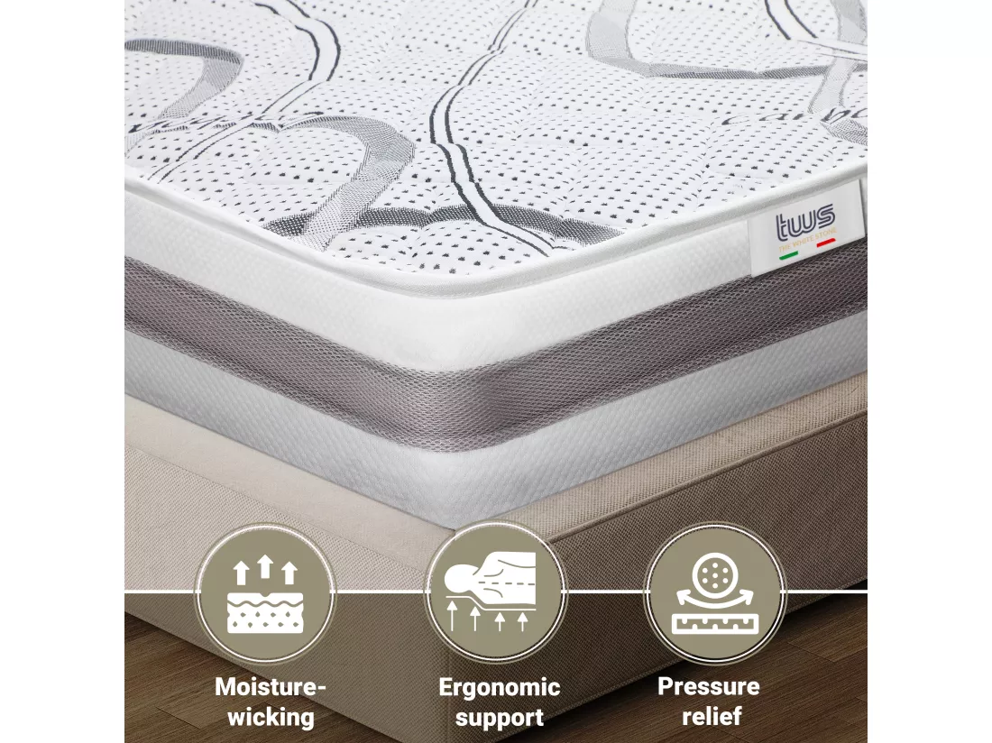 Matelas Double King-Size 180x200 à mémoire de forme | Premium Quality | Hauteur 20 cm | Made in Italy