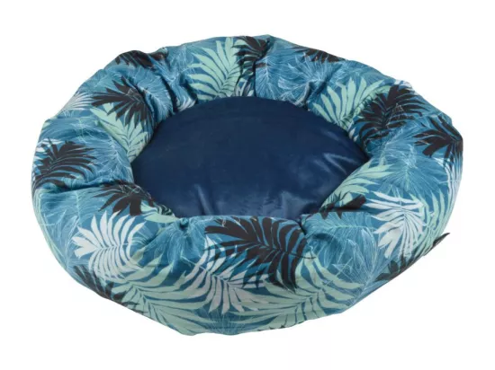 Coussin rond pour animaux à imprimé végétal 