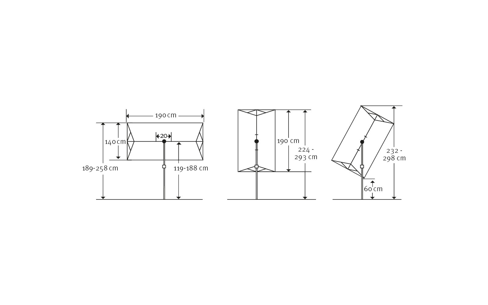 Schneider Schirme Novara Sonnenschirm dreh-/schwenkbar 190 x 140 cm anthrazit
