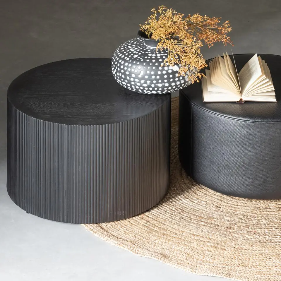 WOOOD Sanne Bijzettafel - Mdf - Zwart - 40x60x60