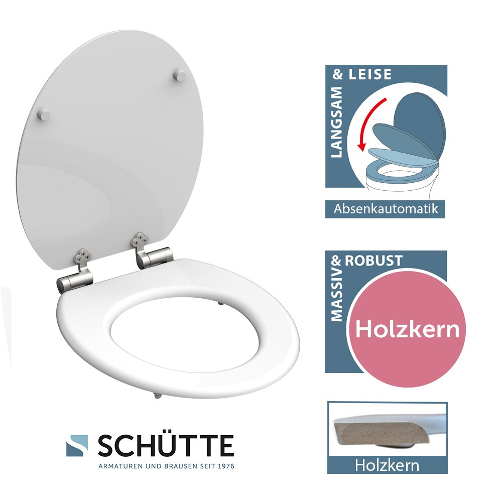 SCHÜTTE WC-Sitz mit MDF Holzkern und Absenkautomatik, Weiß
