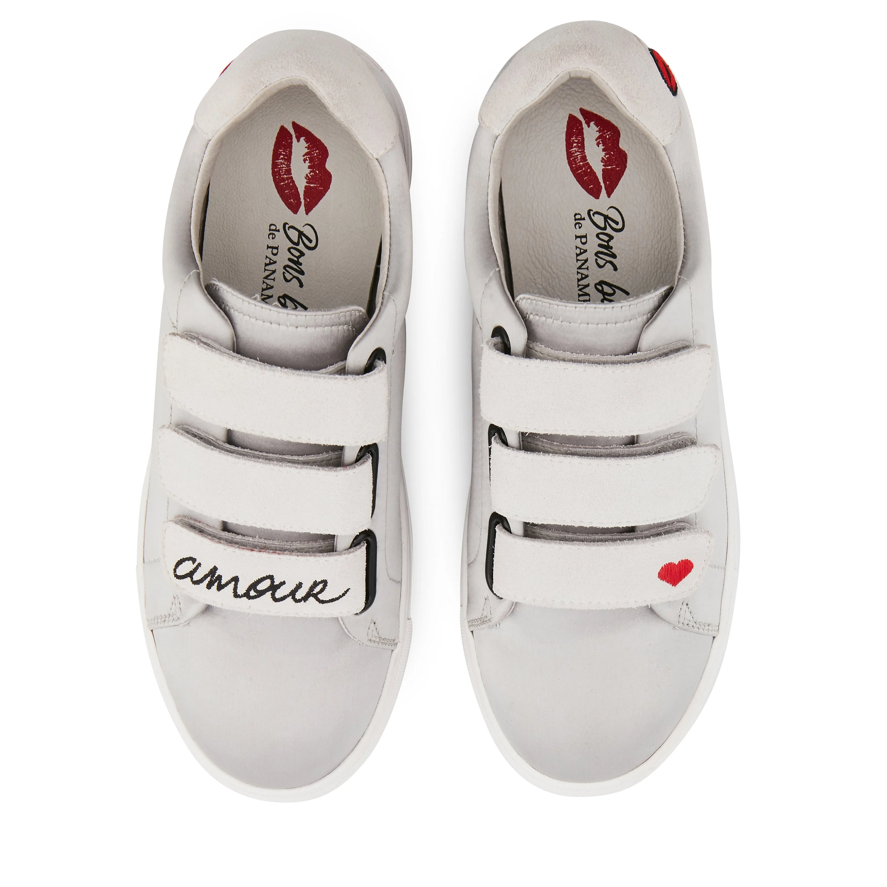 EDITH SATIN AMOUR - Sneakers en cuir | Gris