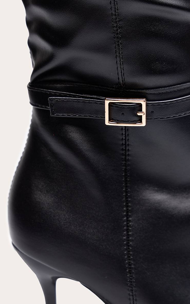 Noir Botte Haute À Talon En Synthétique Avec Boucle