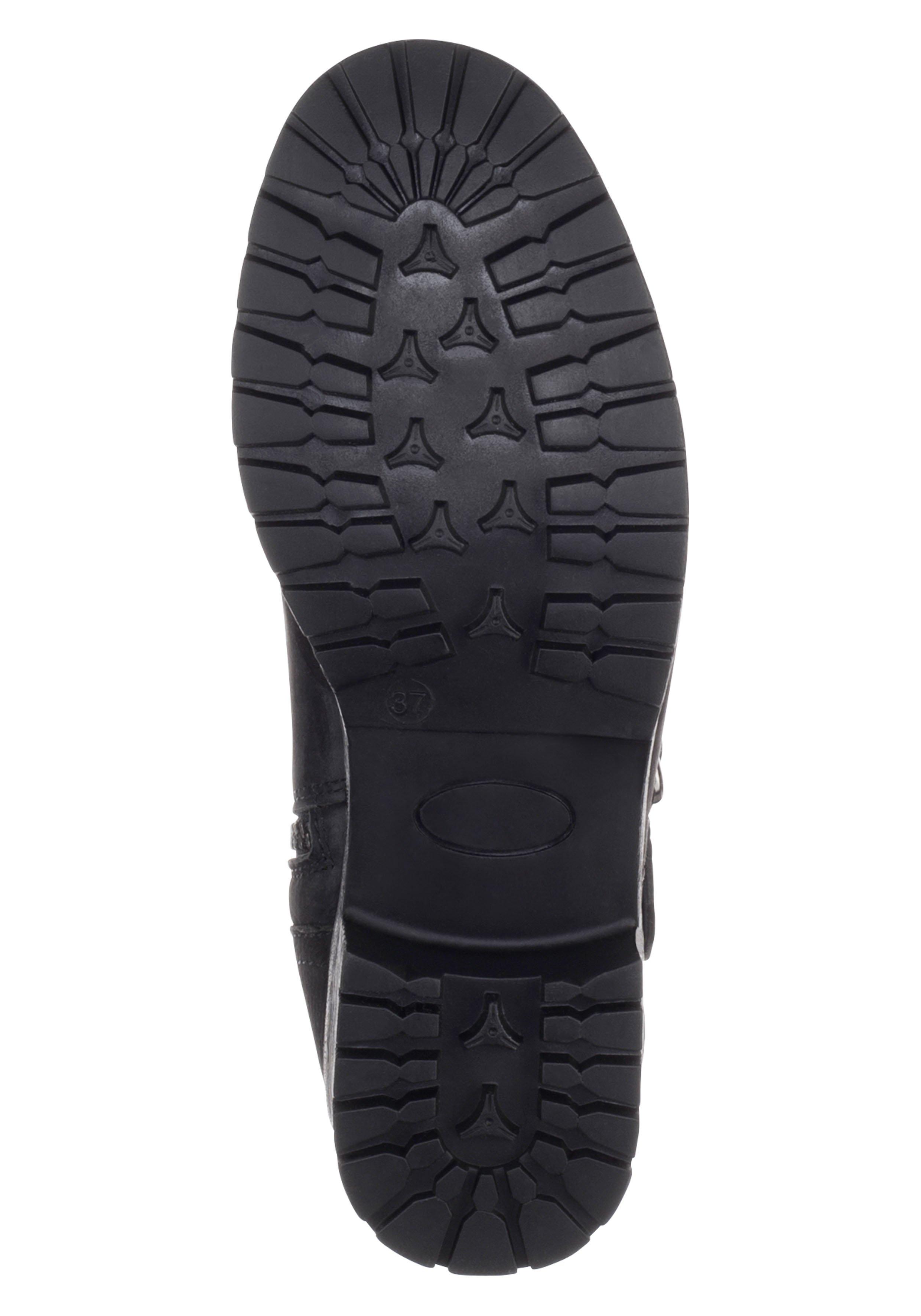 Weitschaftstiefel aus Leder mit Zierband
