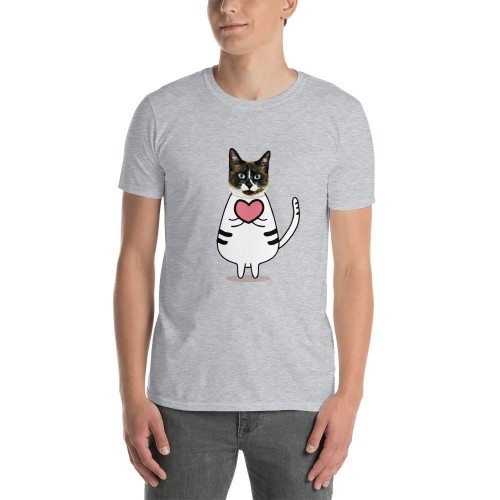 Camiseta masculina Mascochula, personalizada com a foto do seu pet cinza.
