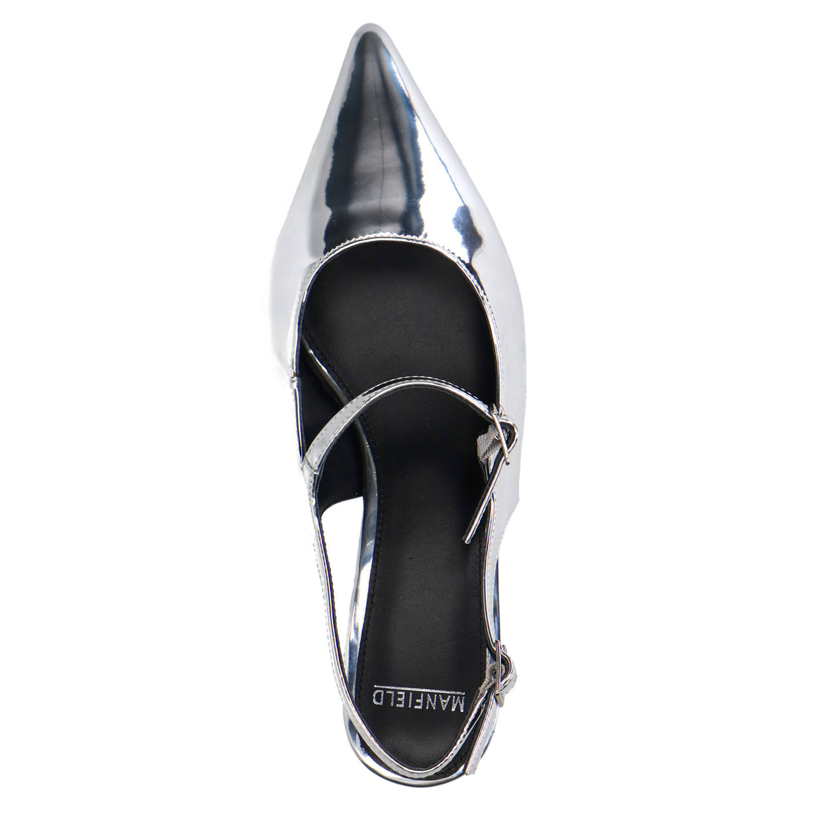 Manfield lakleren slingback pumps zilver