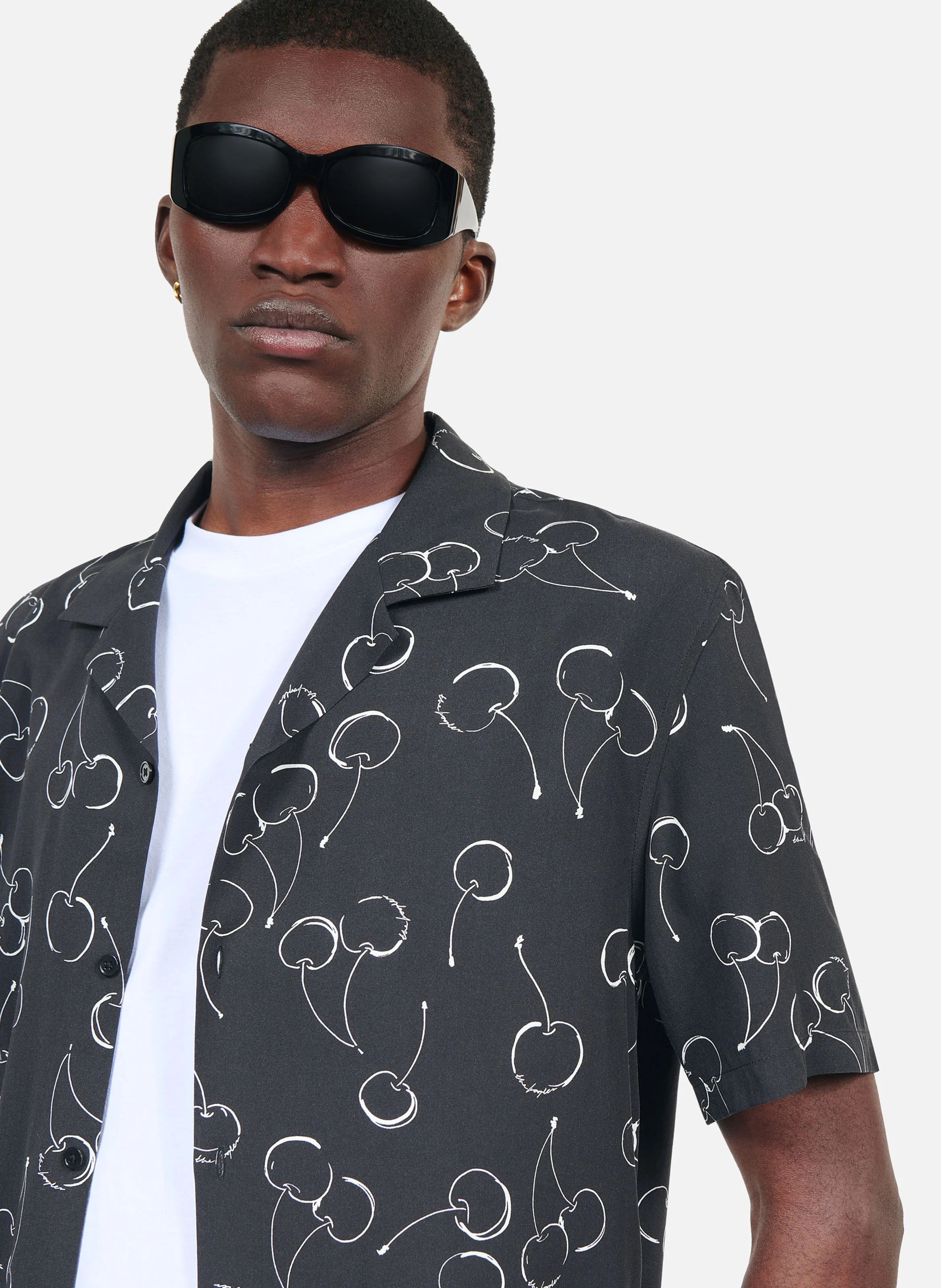 Chemise imprimée manches courtes | Noir