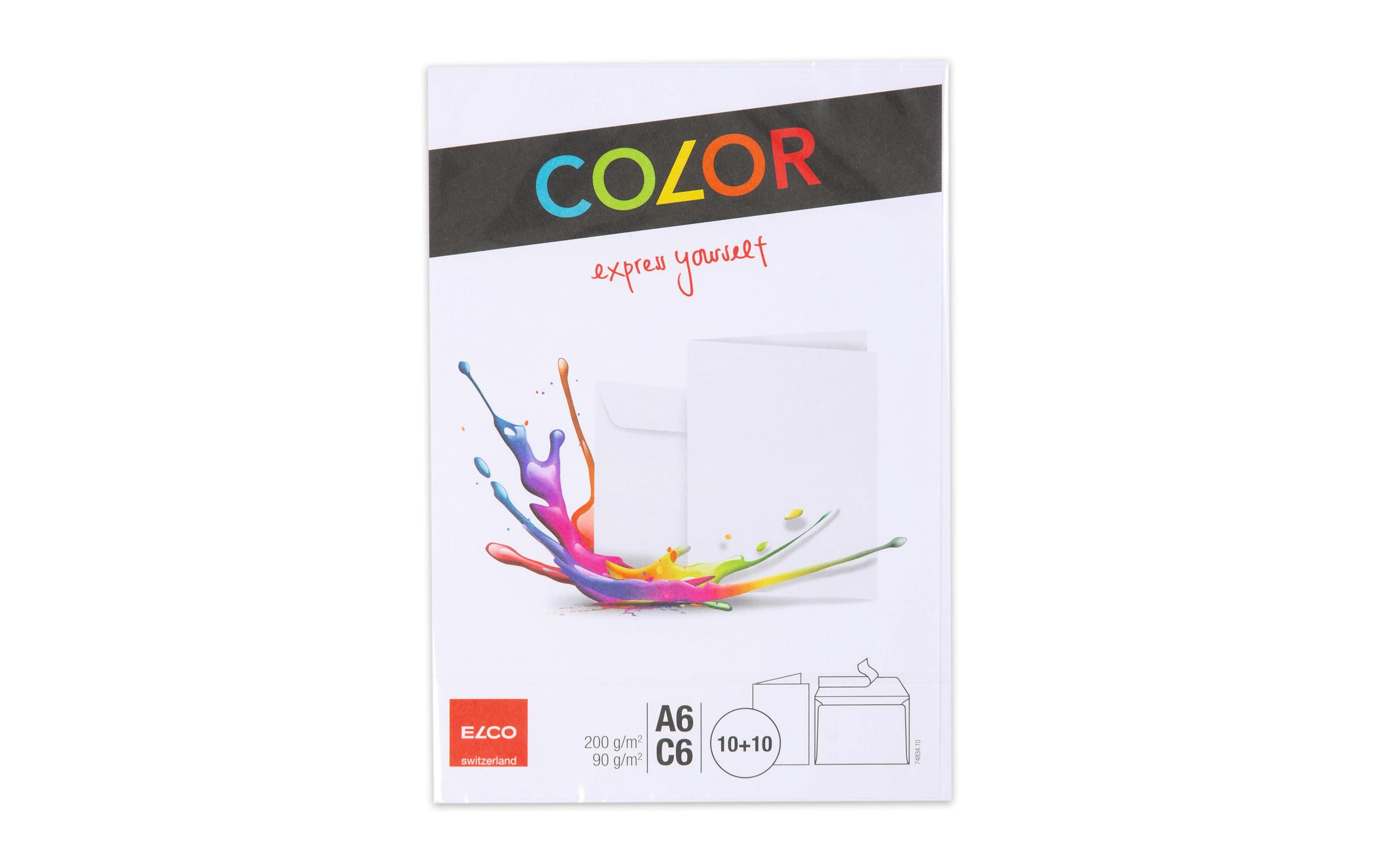 Doppelkarte mit Couvert Color A6/C6 Weiss, 20 StückBriefumschläge mit Doppelkarten A6