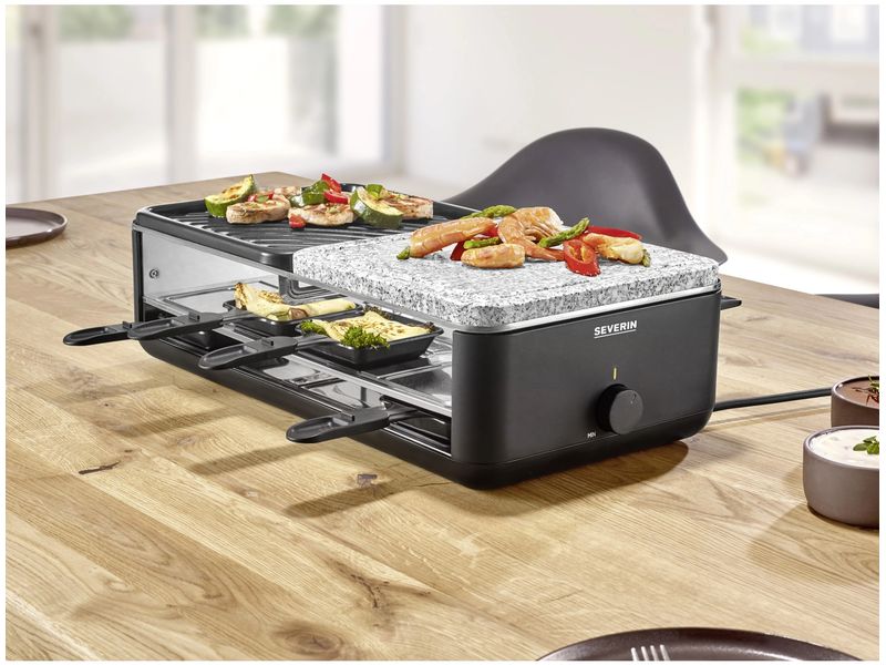 Severin Racletteofen Black Line Lite RG 2366 8 Personen Raclettegrill mit 1300 W Leistung