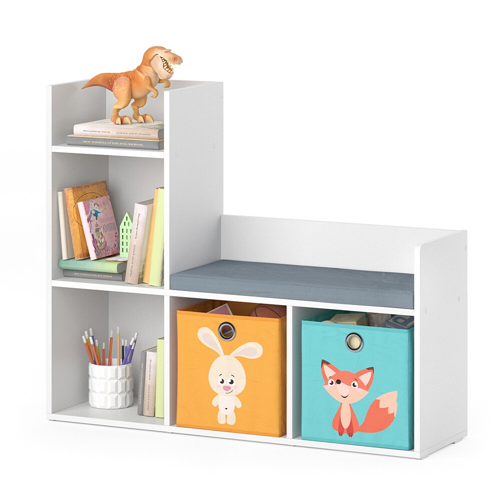 Vicco Kinderregal Bücherregal Sitzbank Luigi Weiß Kinder-Faltbox Spielzeugregal