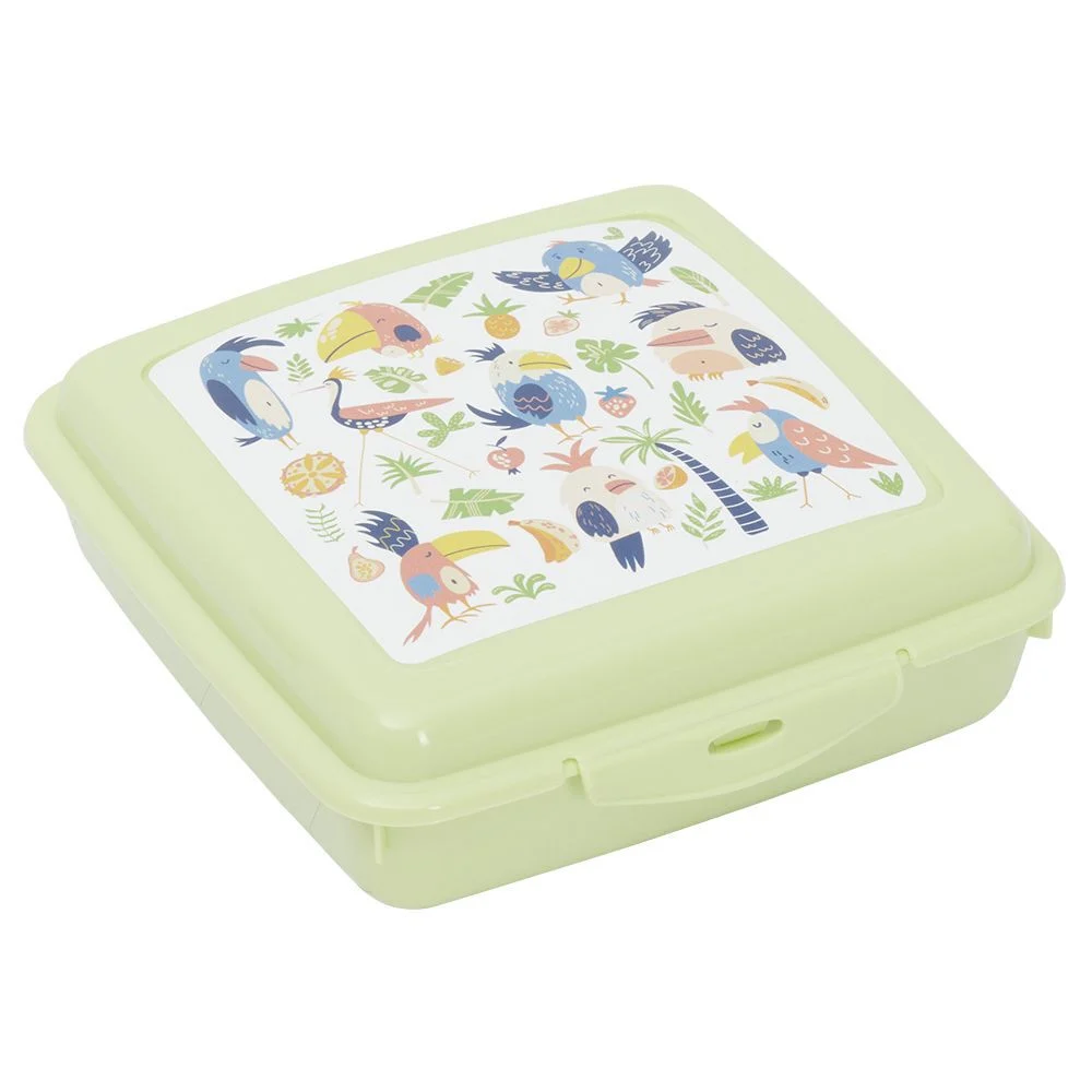 Boîte à goûter carrée plastique vert 15x14,5xH5cm