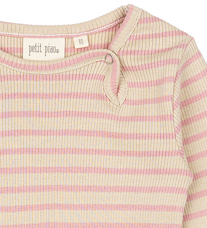 Petit Piao Body l/ä - Rib - Modal - Hell Rose/Dark Off White
