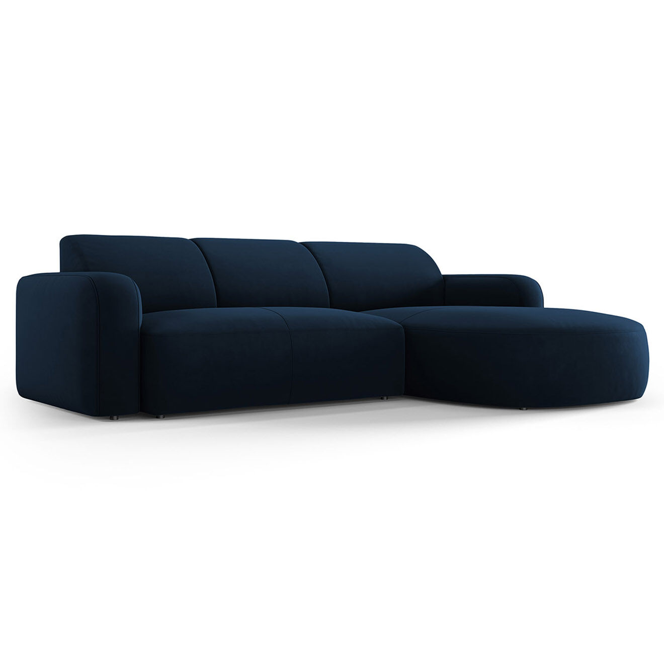 Mazzini Sofas Canapé d'angle droit Velours Jasmin 4 Places bleu roi - 250x170x72 cm
