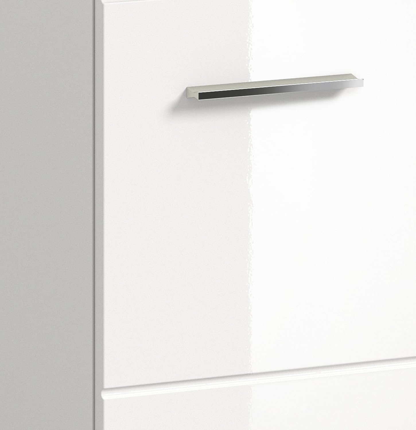 xonox.home – Mehrzweckschrank Ice 90x185x30 cm in Korpus weiß Nachbildung und Front weiß Hochglanz – weißer Badschrank Hochschrank breit – modern & platzsparend