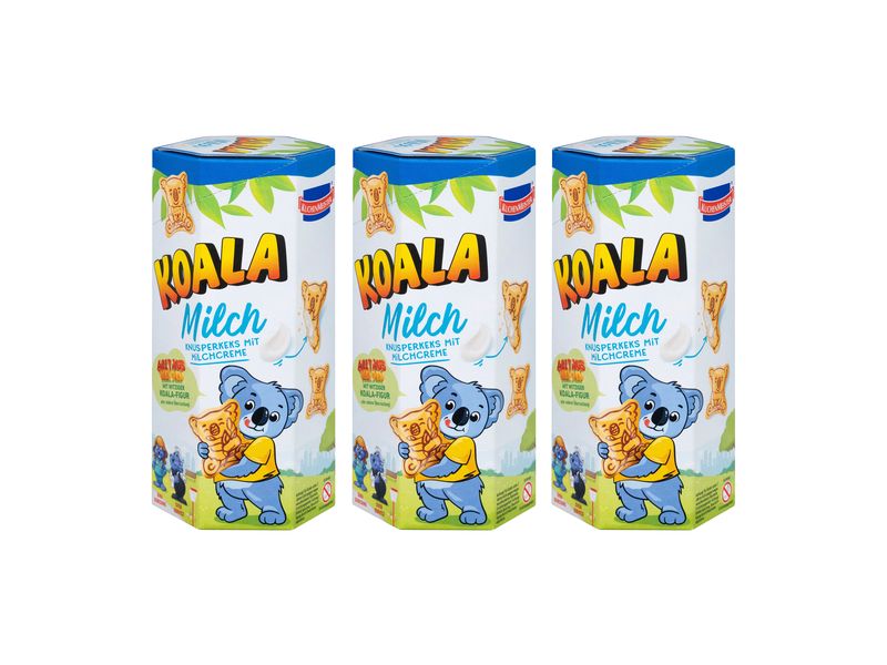 Kuchenmeister Koala Milch Kekse 3 x 75 g Hohlkeks in Koala Form mit Konturaufdruck, gefüllt mit weisser Milchcreme