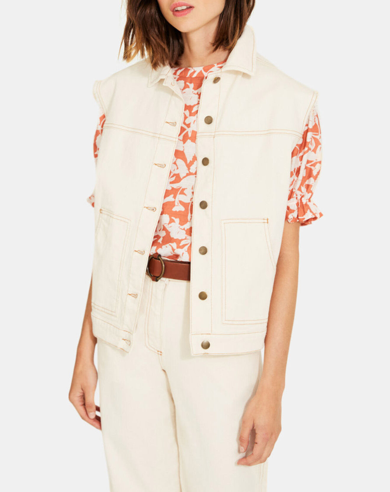 Yerse Veste en Jean sans manches Jeanne écrue