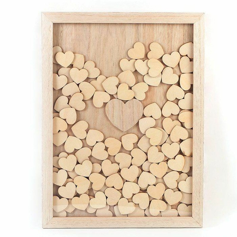 2 cadres en bois personnalisables 30 x 42 cm - 100 messages coeurs