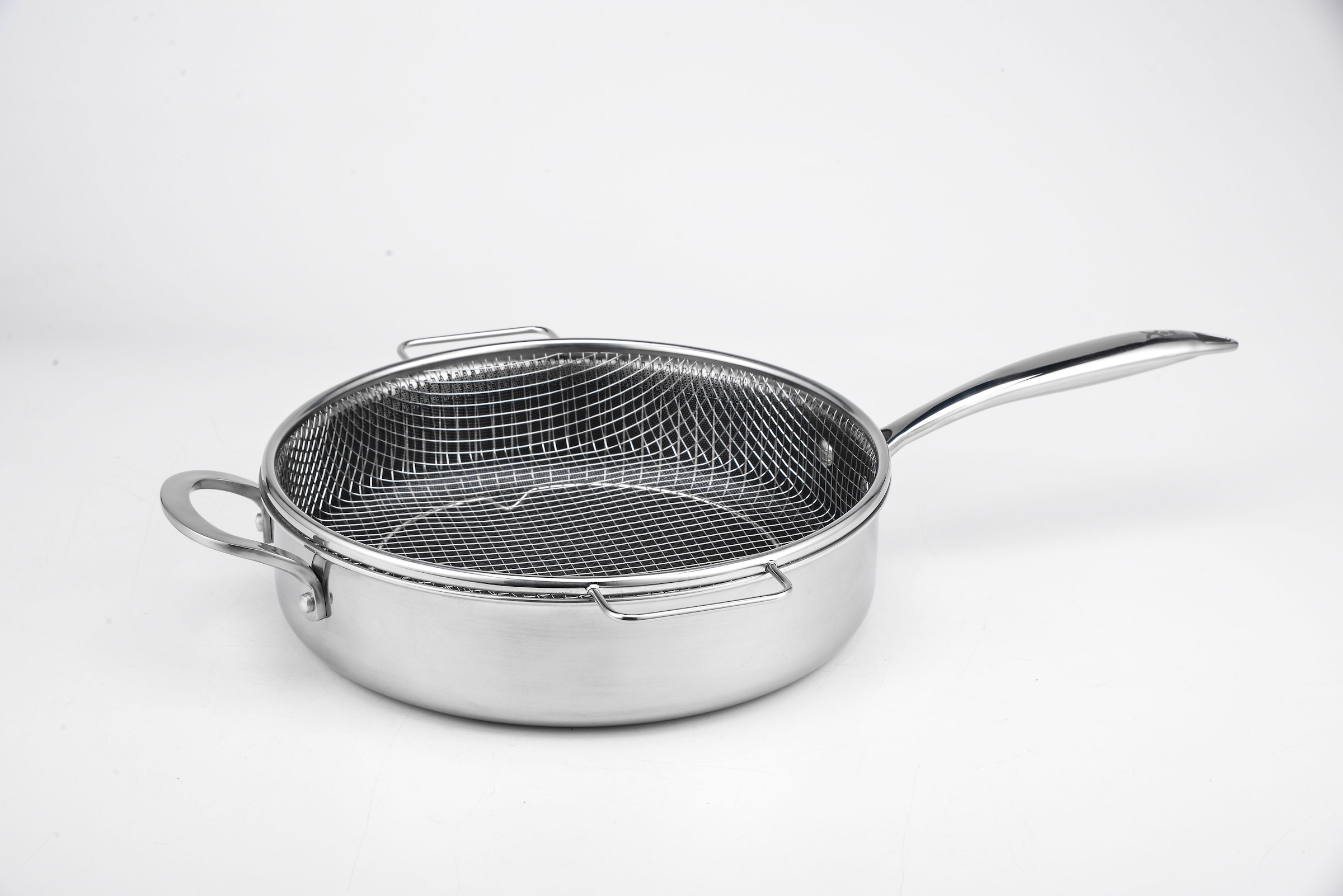 MediaShop Bratpfanne »Titan Pan« Edelstahl Set, 4 Stk. tlg. Edelstahlmatrix+diamantver. Anti-Haft-Versiegelung, Ø28 cm, Induktion