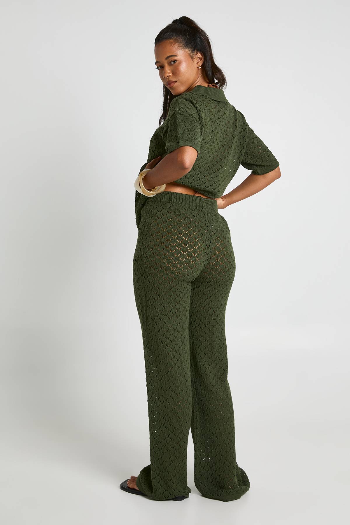 boohoo Haut Long Au Crochet Et Pantalon Large