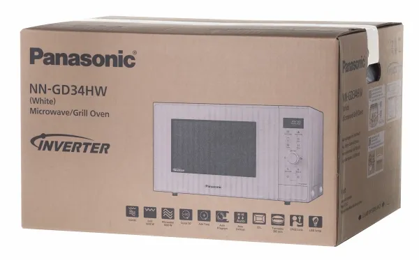 Panasonic NN-GD34HWSUG, Bordplade, Grill mikroovn, 23 L, 1000 W, Knapper, Dreje, Hvid