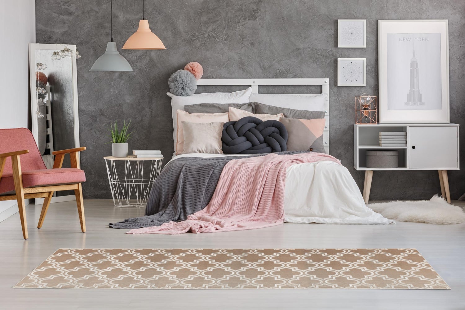Kortpolig vloerkleed Blissique Taupe Modern, Klassiek 80 x 300 cm