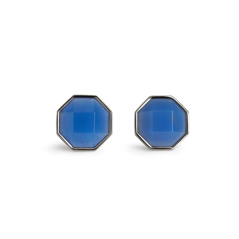 Boutons de manchette, Agathe bleu Octogonale