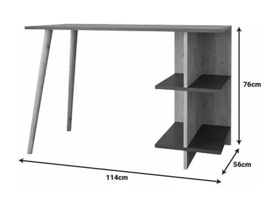 Bureau Moderne Volet en Bois Chêne Anthracite 114x56x76 cm - Idéal pour Petits Espaces