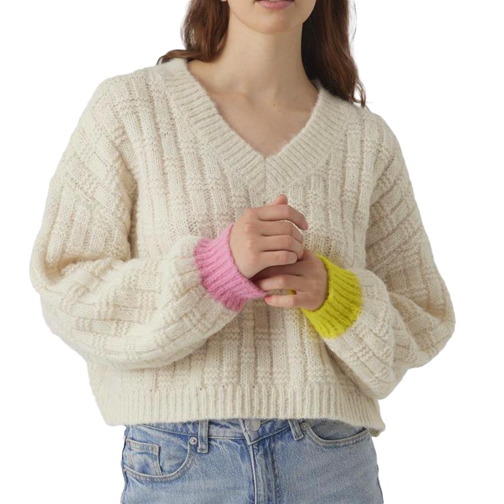Vero Moda Pull Ecru Femme Vero Moda Ingrid