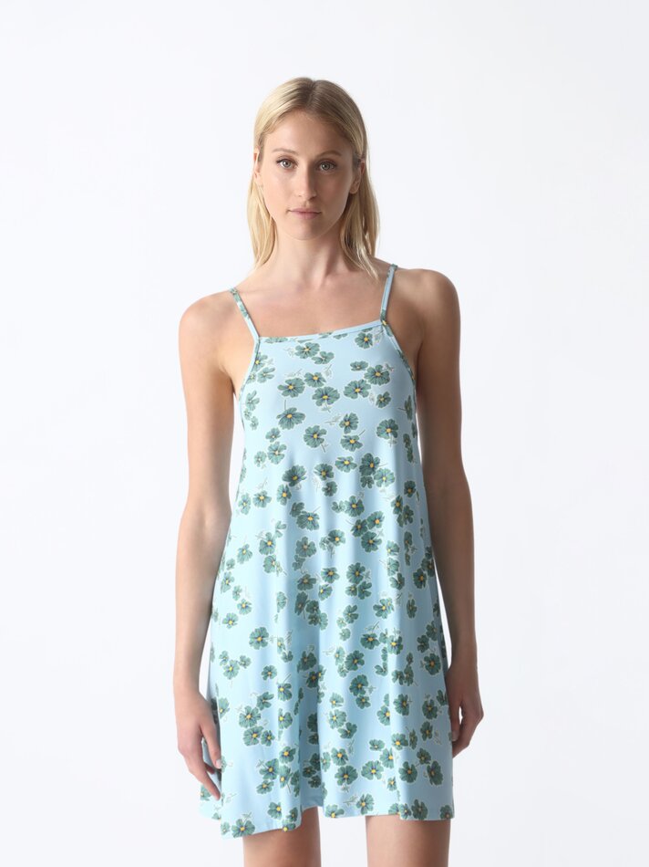 Vestido curto de alças finas - Azul Pastel