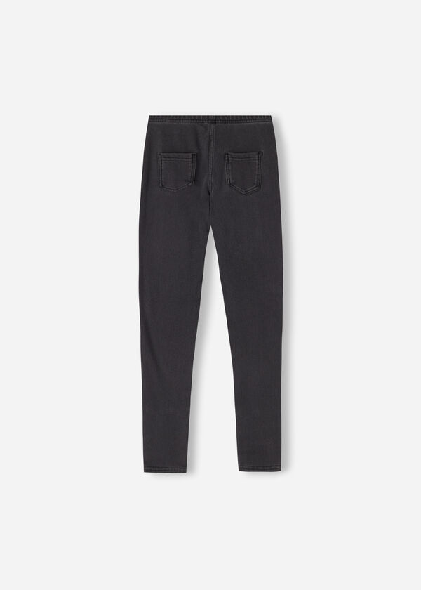 Calças legging térmicas de ganga para meninas
