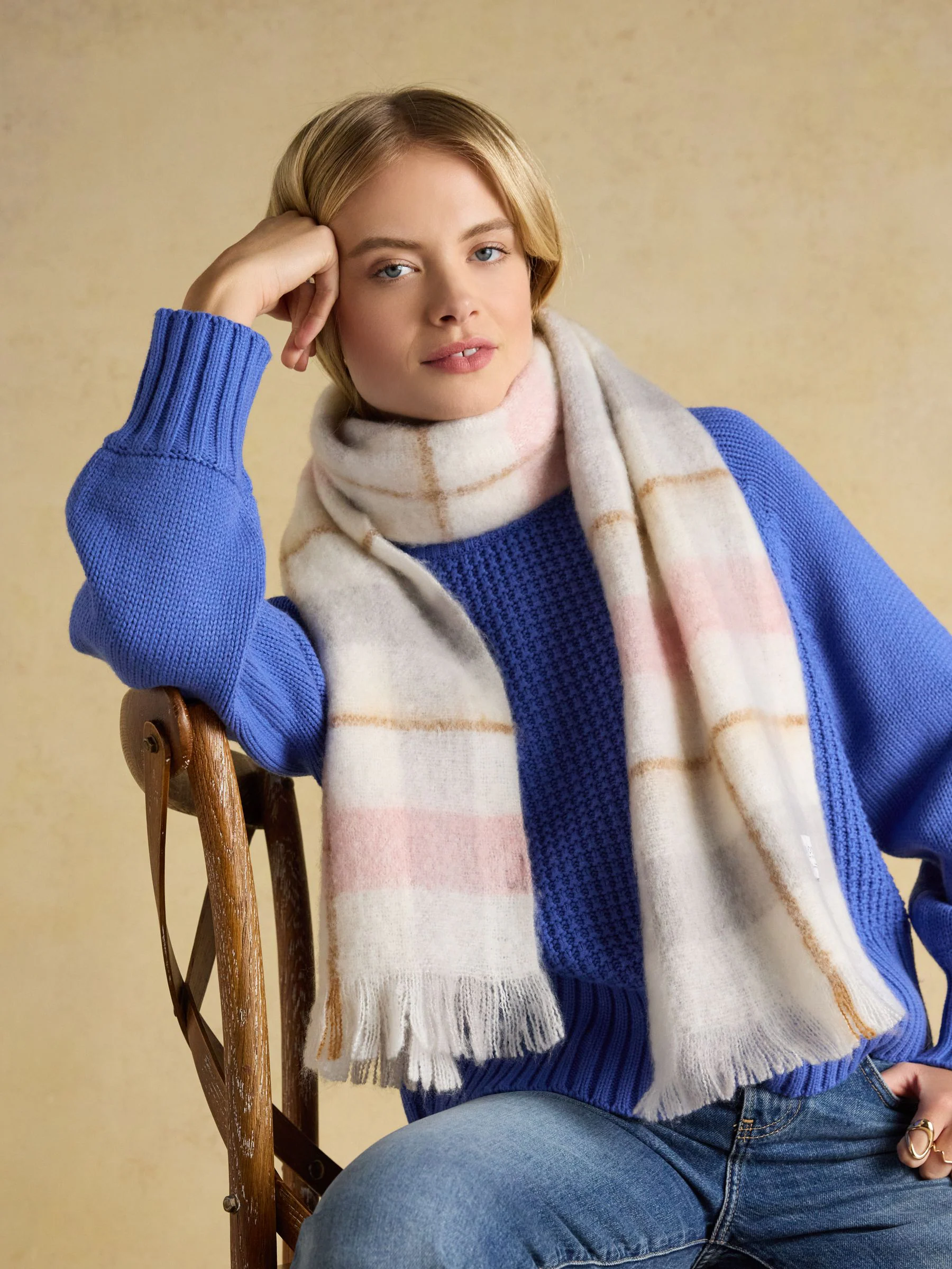 Roze crème - Joules Betsy Brushed Scarf