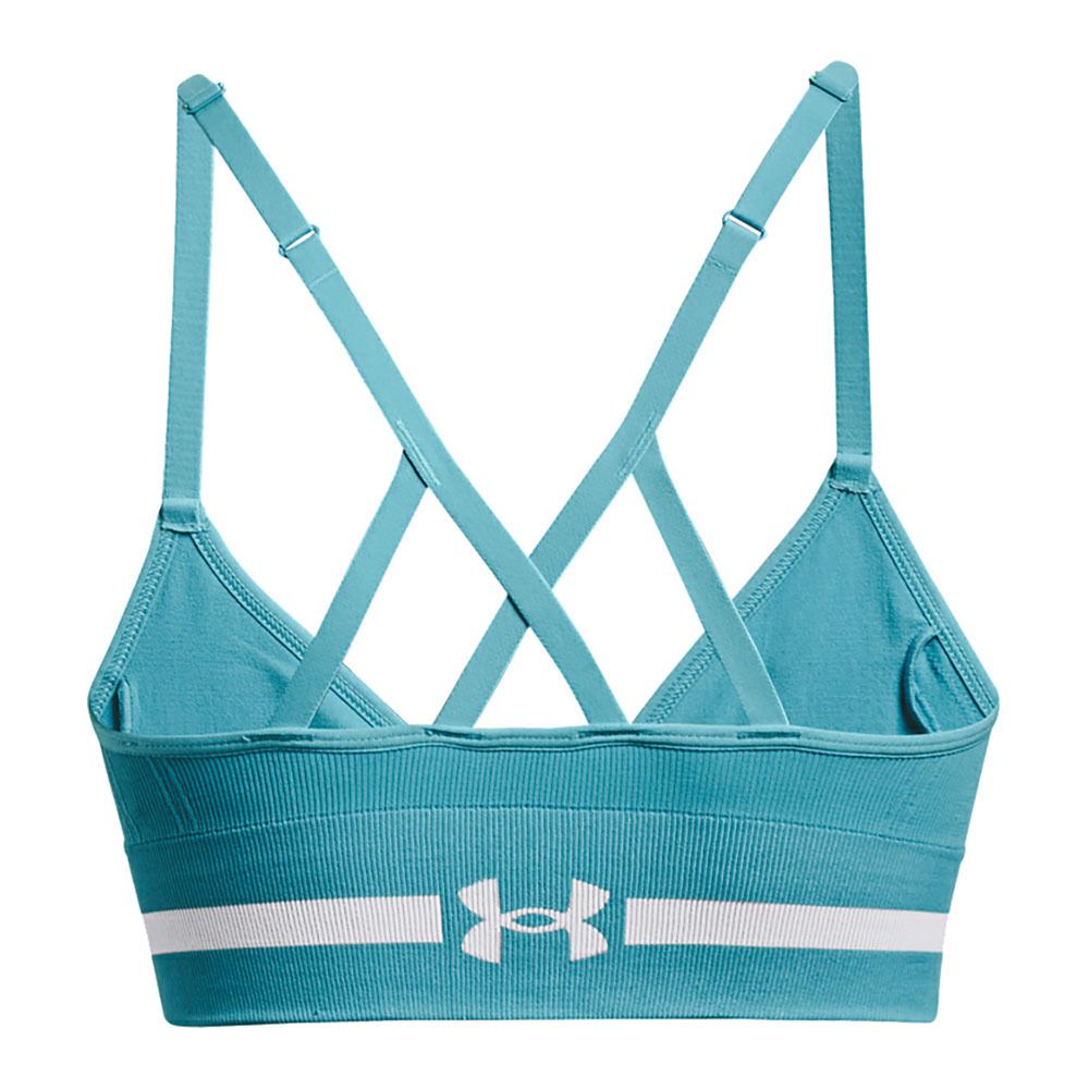 Under Armour UA SEAMLESS LOW LONG - Brassière Femme glacier blue/white