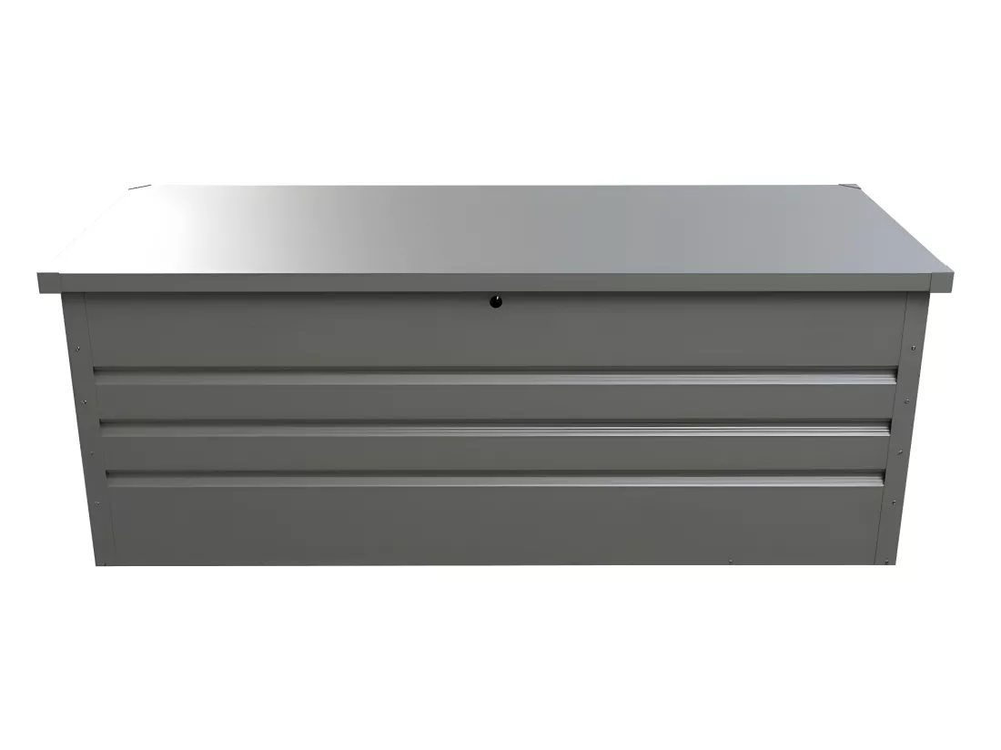 Coffre de rangement de jardin en acier galvanisé gris - 582L - TOMASO