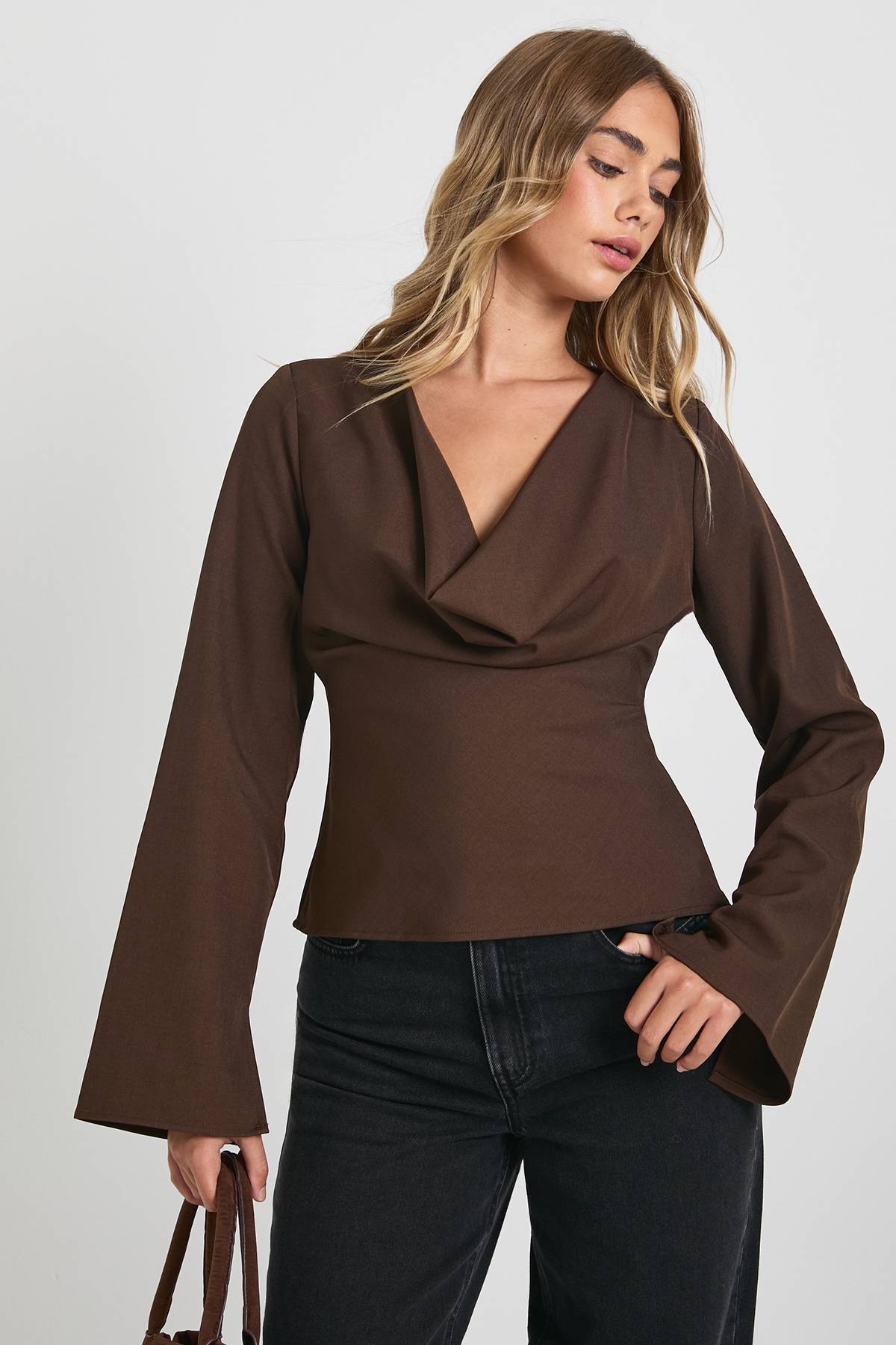 boohoo Haut à col drapé plongeant
