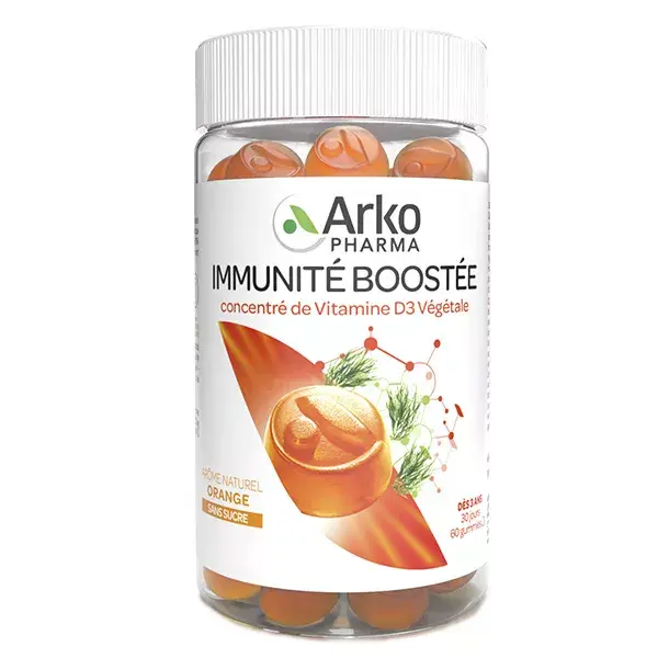 Gomas Arkopharma Phyto para reforçar a imunidade com vitamina D3 de origem vegetal, 60 gomas.